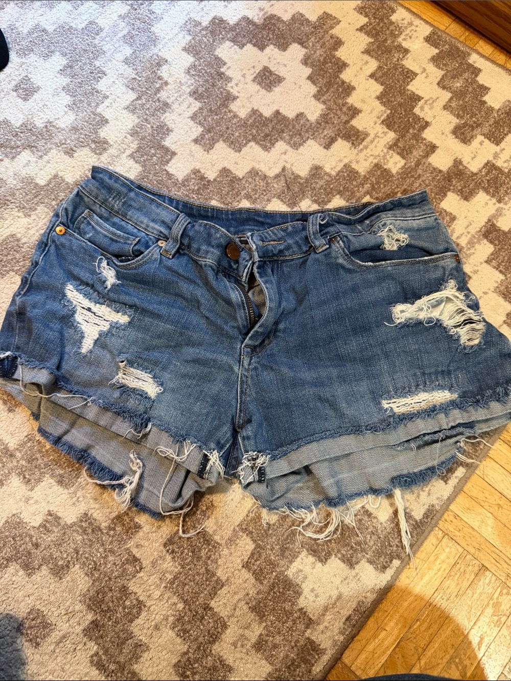 Blank NYC Distressed Denim Jean Shorts in Blue